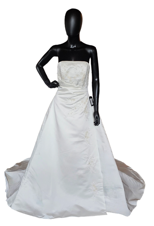 Satin Side Sweep Ivory Wedding Gown