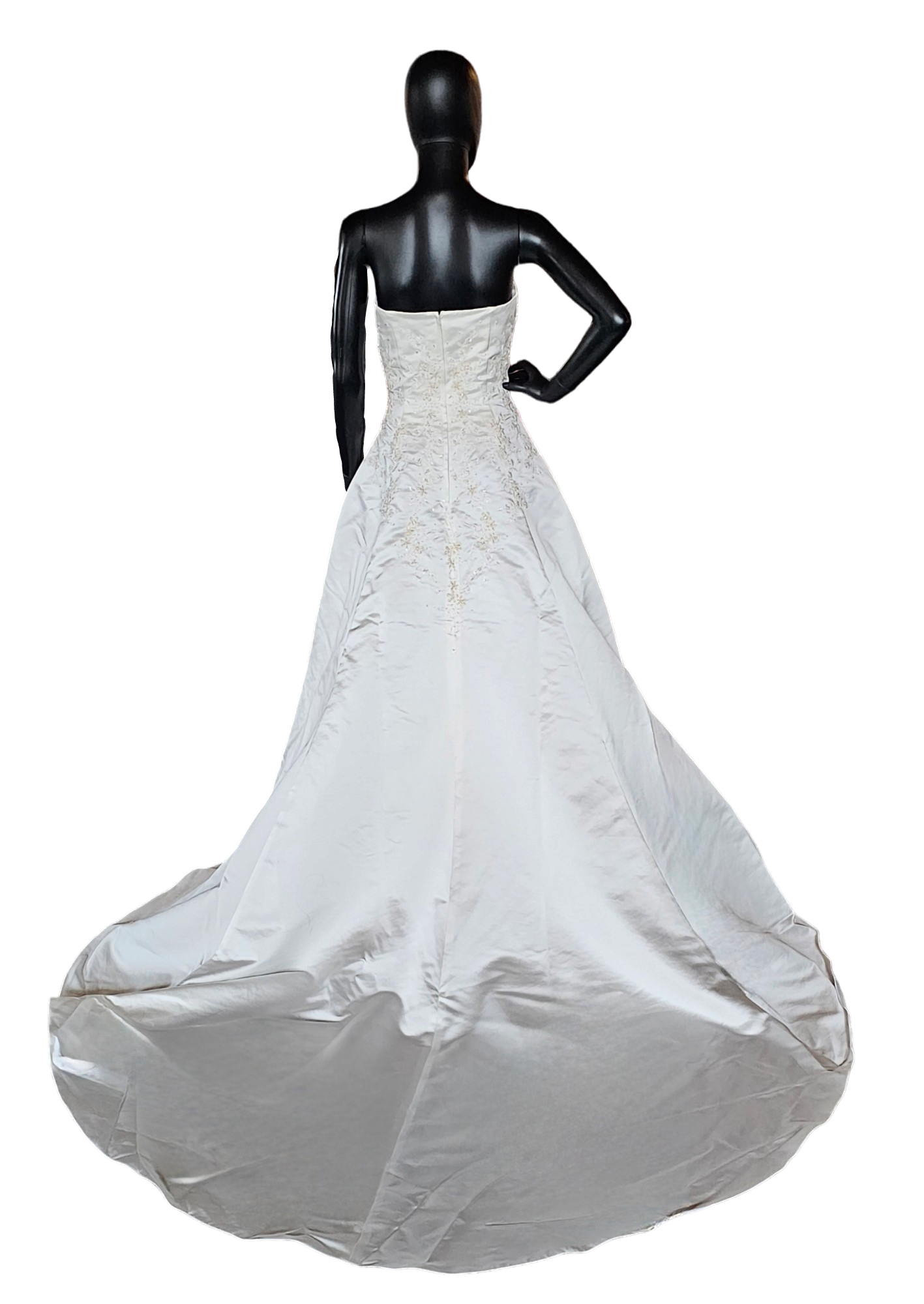 Satin Side Sweep Ivory Wedding Gown