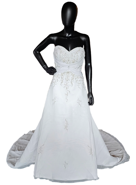 Mori Lee White Embroidered Wedding Gown