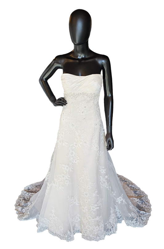 Casablanca Ivory Lace Overlay Wedding Gown