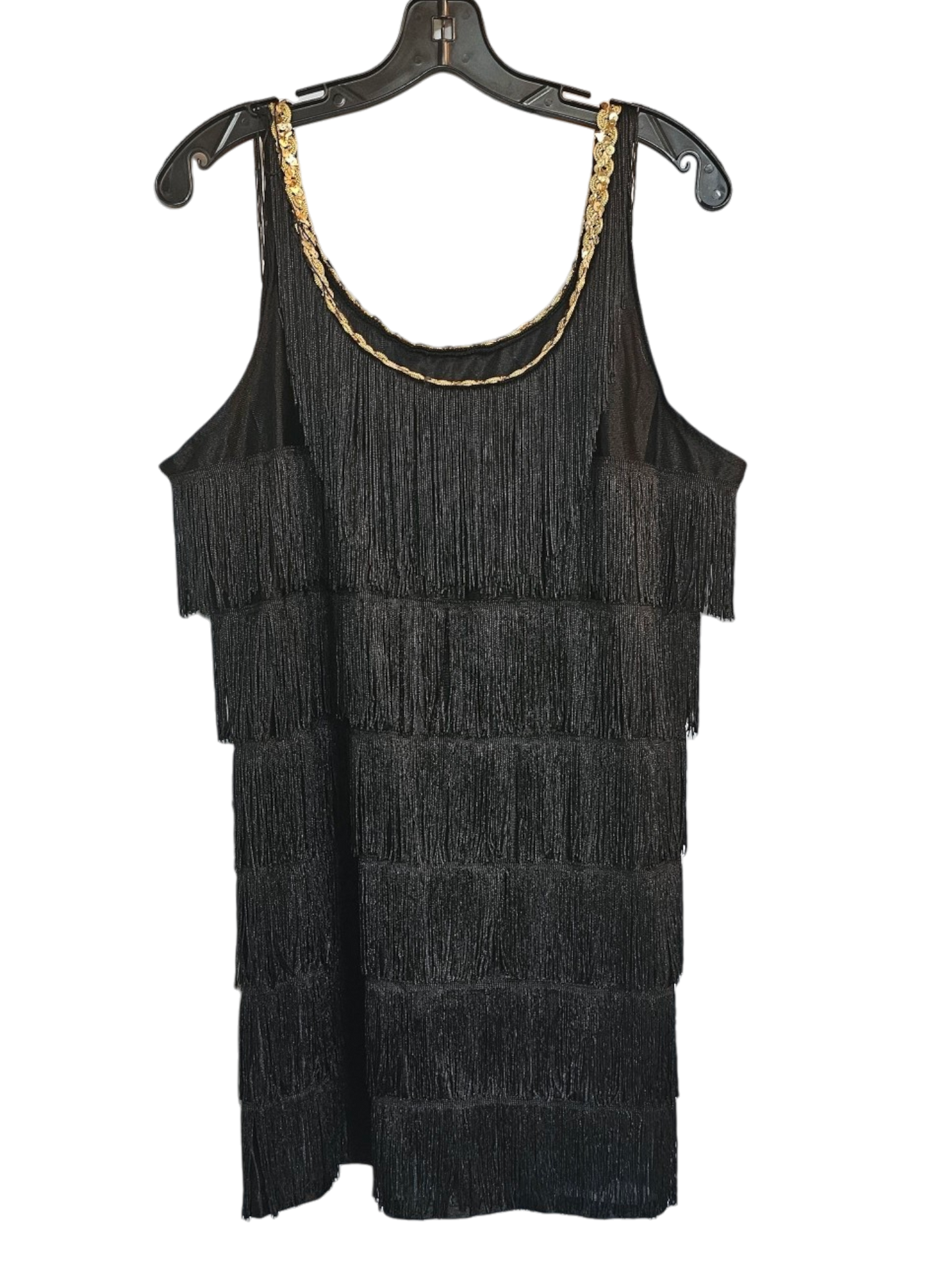 Black Fringe Gold Sequin Flapper Dress / Party Dress