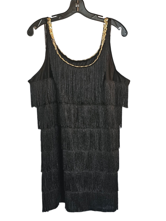 Black Fringe Gold Sequin Flapper Dress / Party Dress