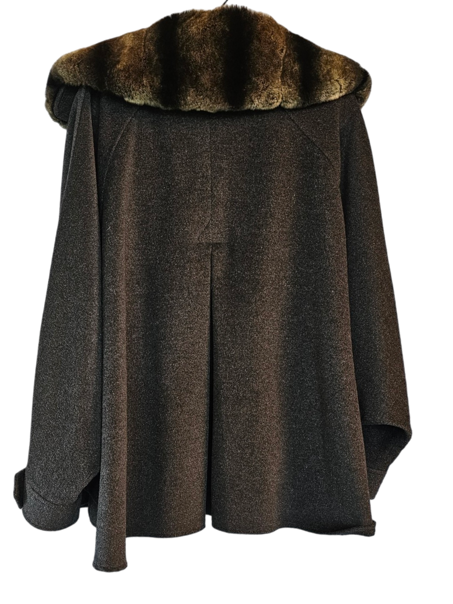 Dino Gaspari Grey Wool Cape / Chinchilla Fur Collar