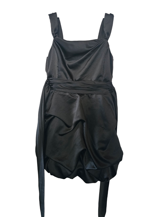 Black Satin Tuck Bubble Dress - Childs Formal Dress