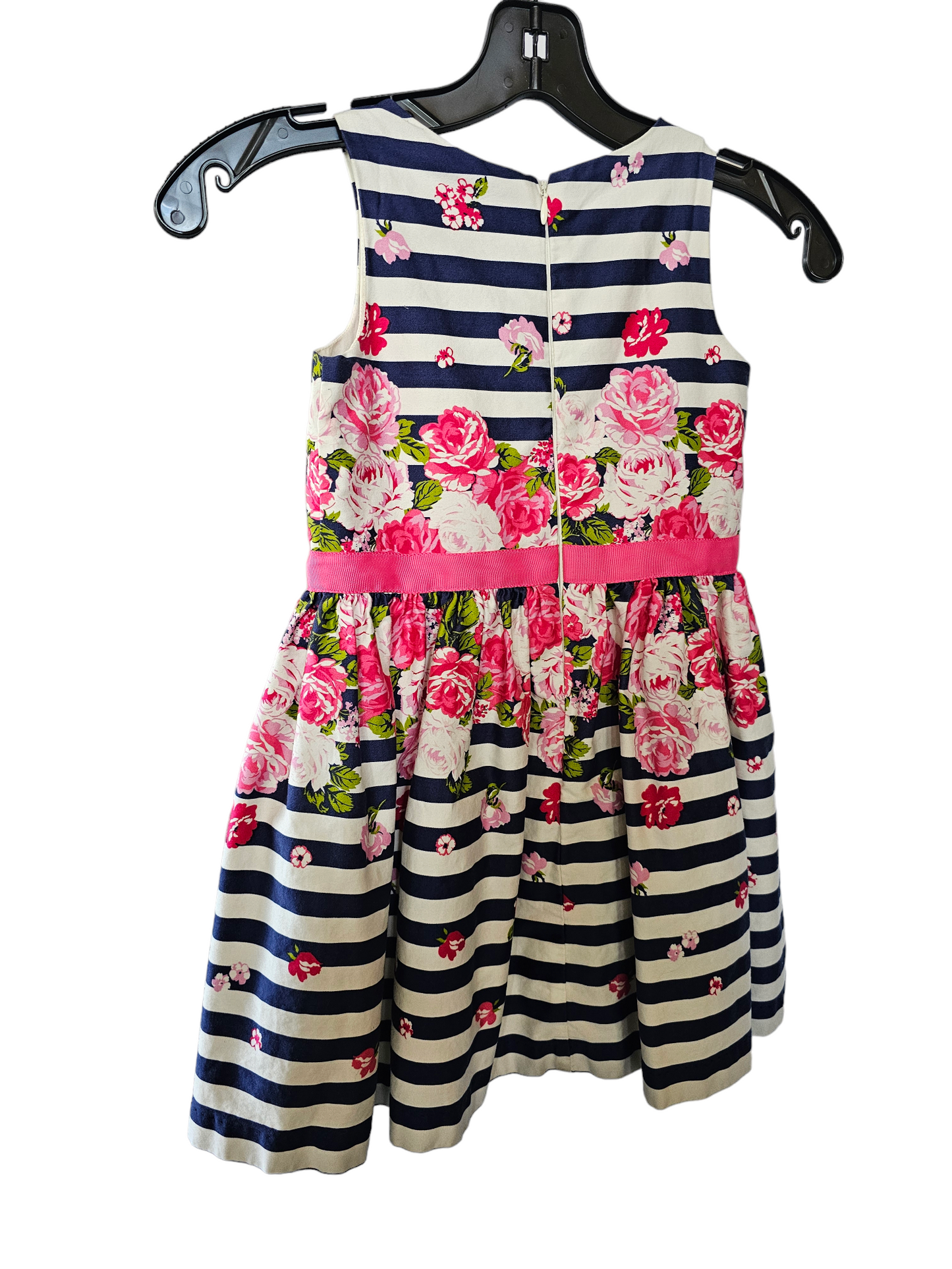 Navy Stripe/Pink Flower Childs Dress