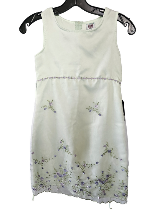 Mint Floral Overlay Child's Dress