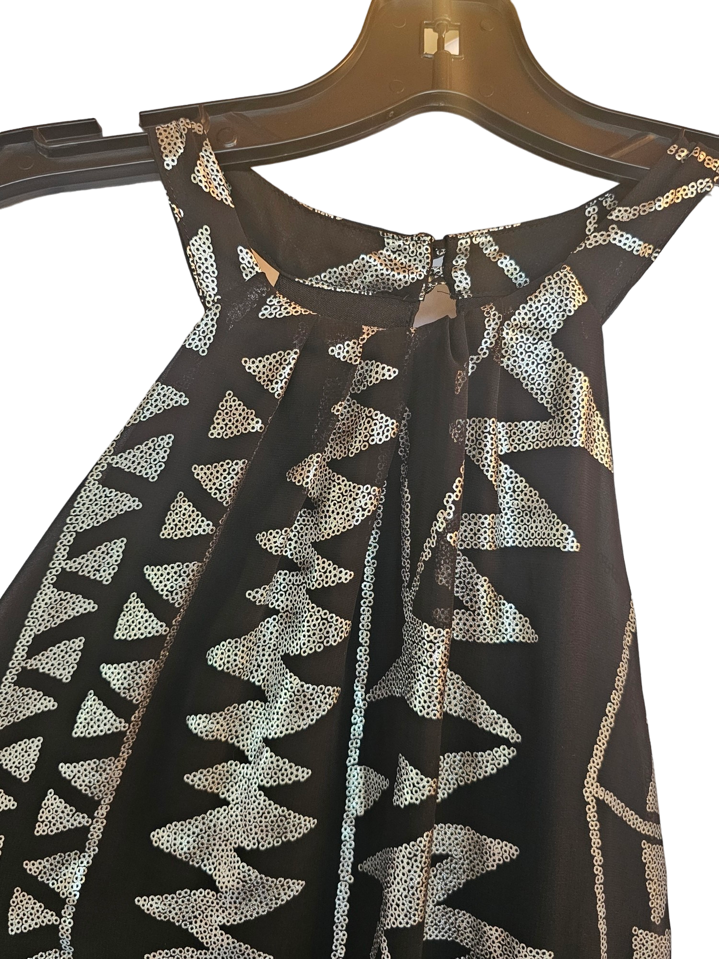 Black/Silver Abstract Halter Dress