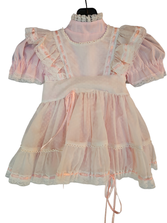 Childs Pink Checked Lace