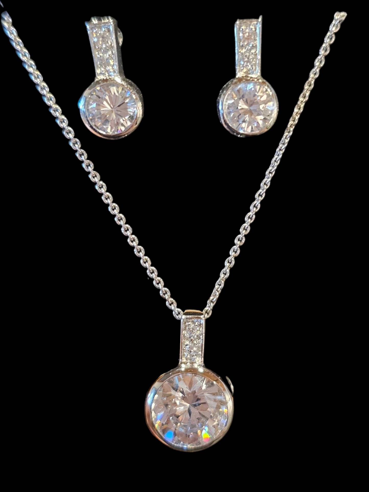 Large Crystal Drop Necklace & Earring Set