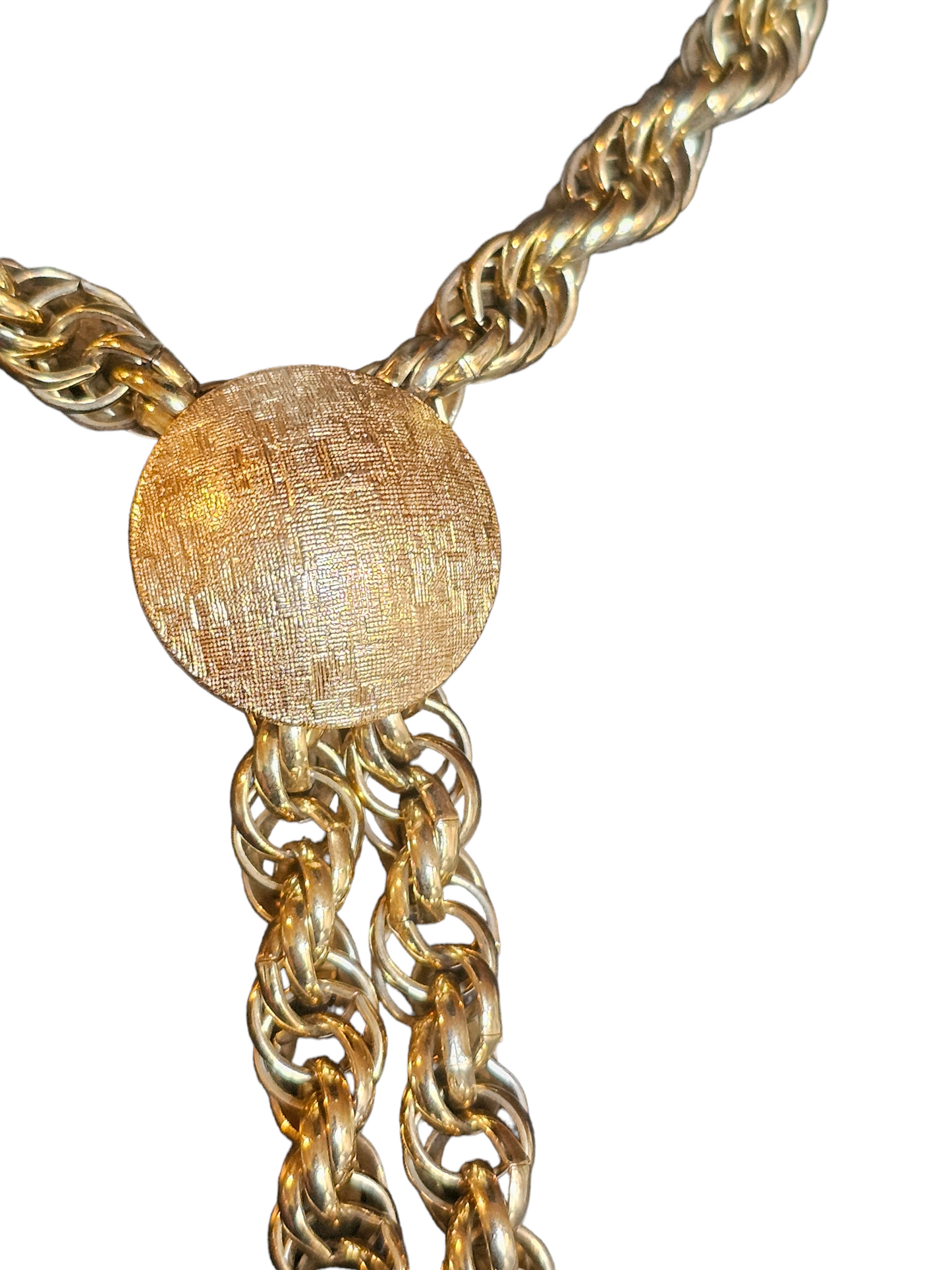 Gold Twist and Pearl Bolo Style Necklace