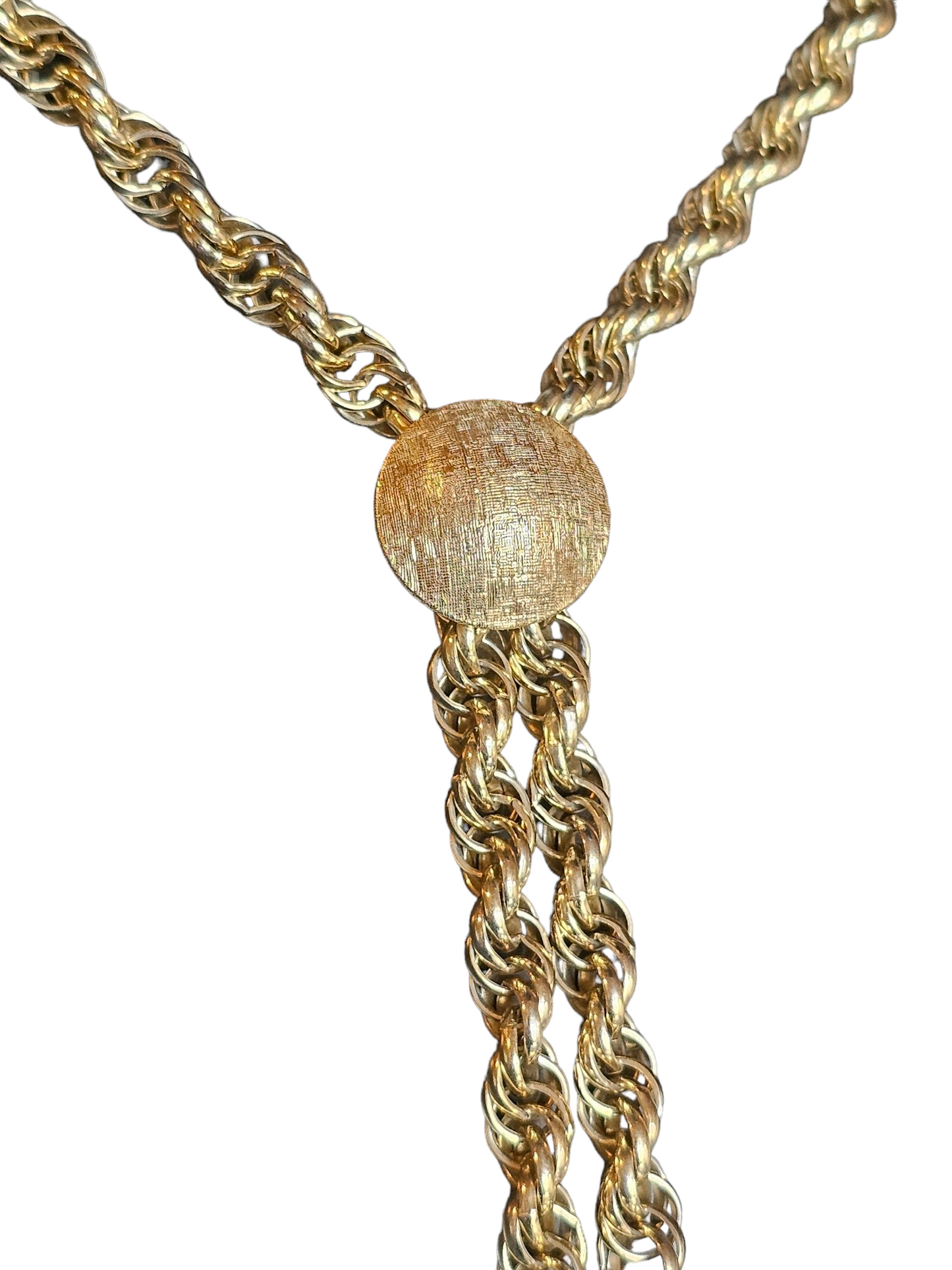 Gold Twist and Pearl Bolo Style Necklace