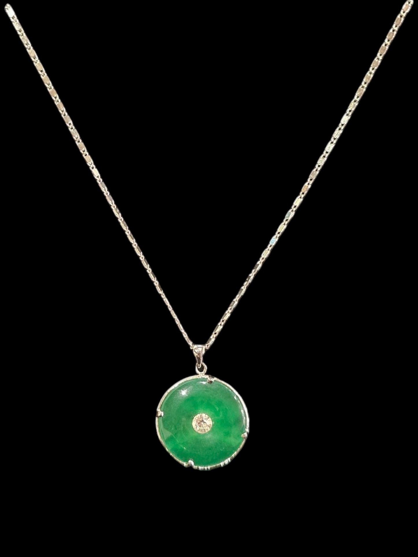 Jade/Silver Necklace - 18KGP