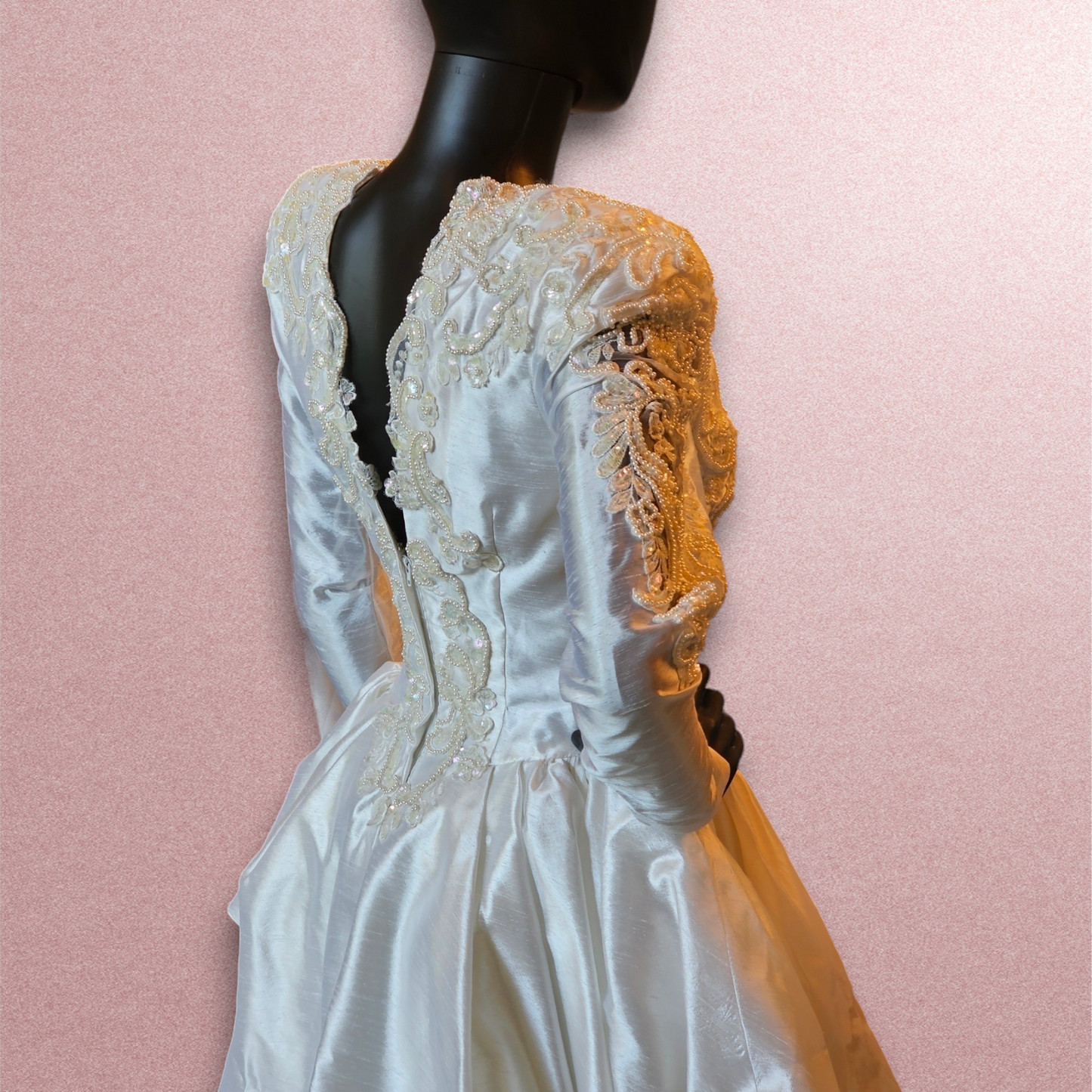 Vintage 90's Fitted Detachable Train Wedding Gown