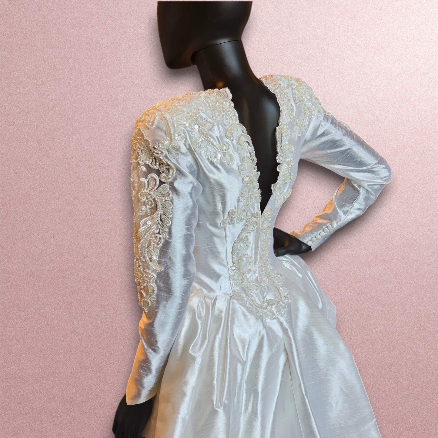 Vintage 90's Fitted Detachable Train Wedding Gown