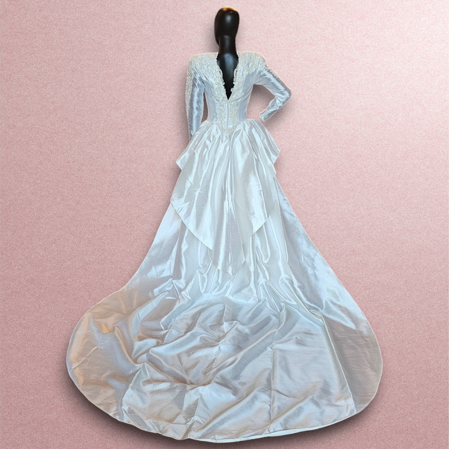 Vintage 90's Fitted Detachable Train Wedding Gown