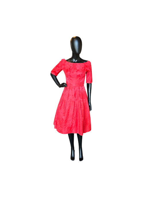 Vintage 50's Red Brocade Party Dress