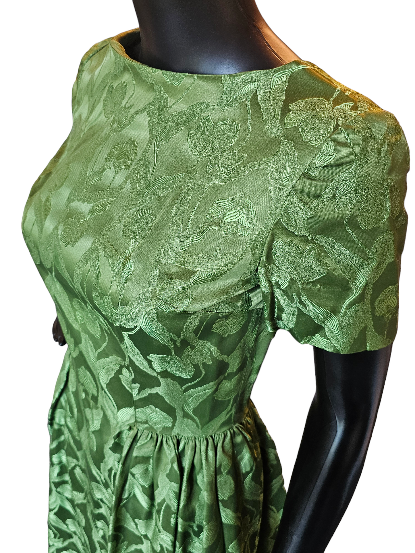 Vintage 50's Sage Brocade Party Dress