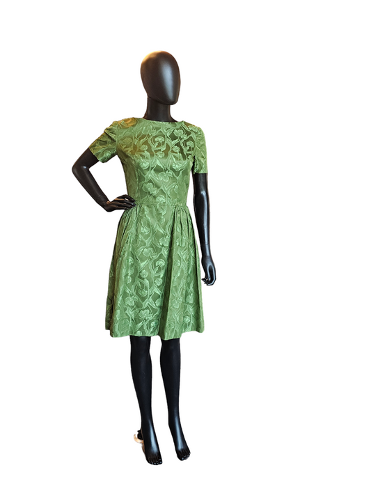 Vintage 50's Sage Brocade Party Dress