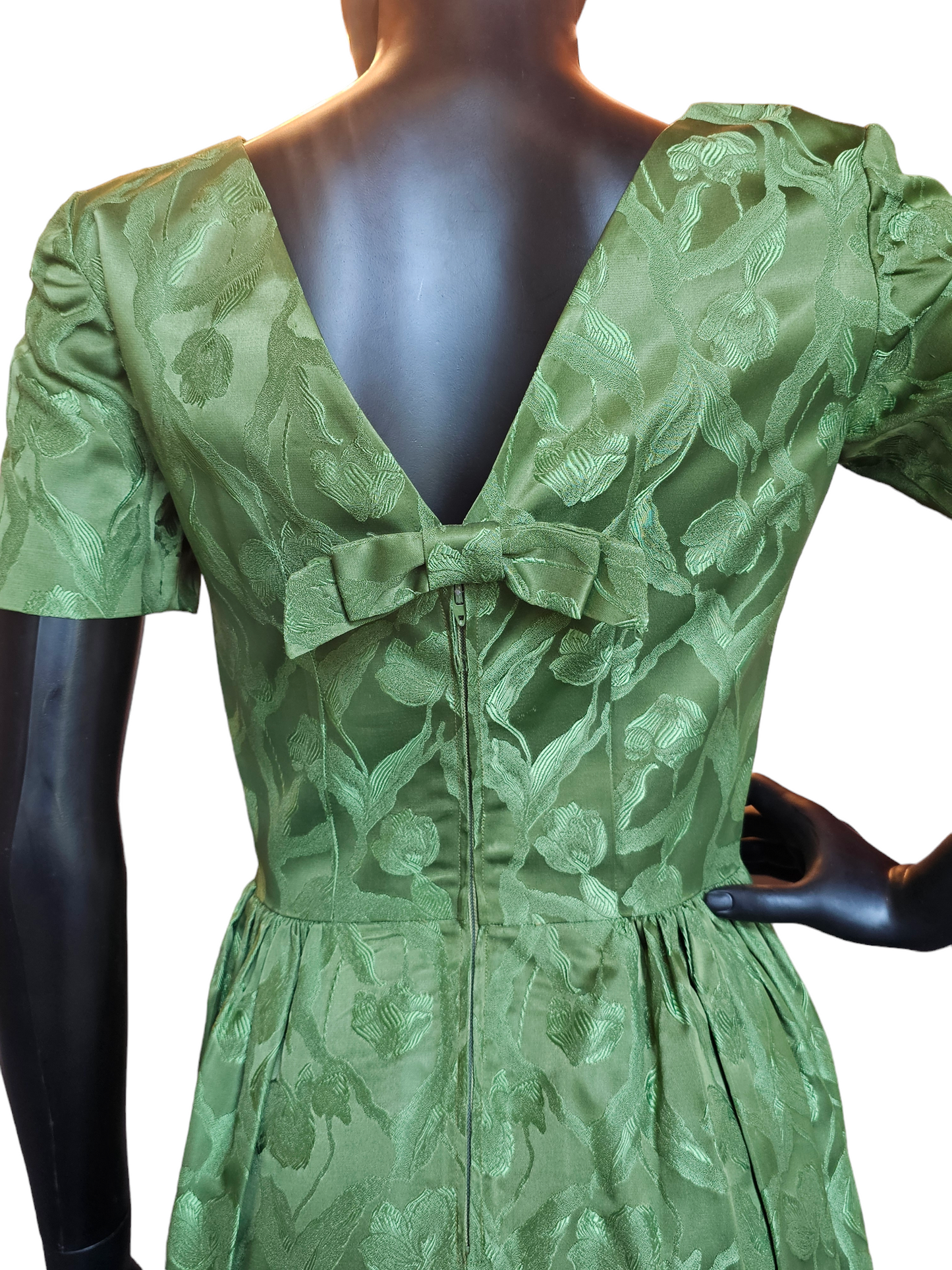 Vintage 50's Sage Brocade Party Dress