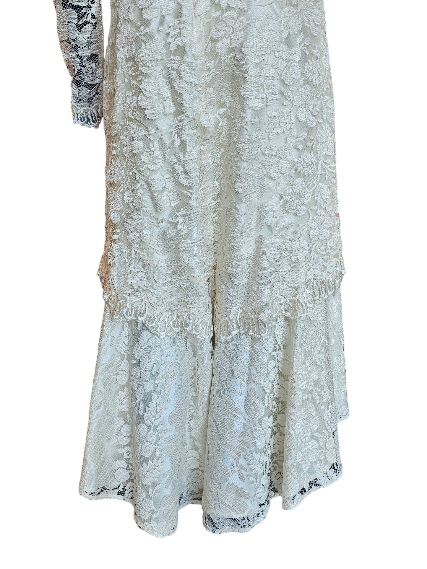 Vintage Ivory Lace Tea Length Gown