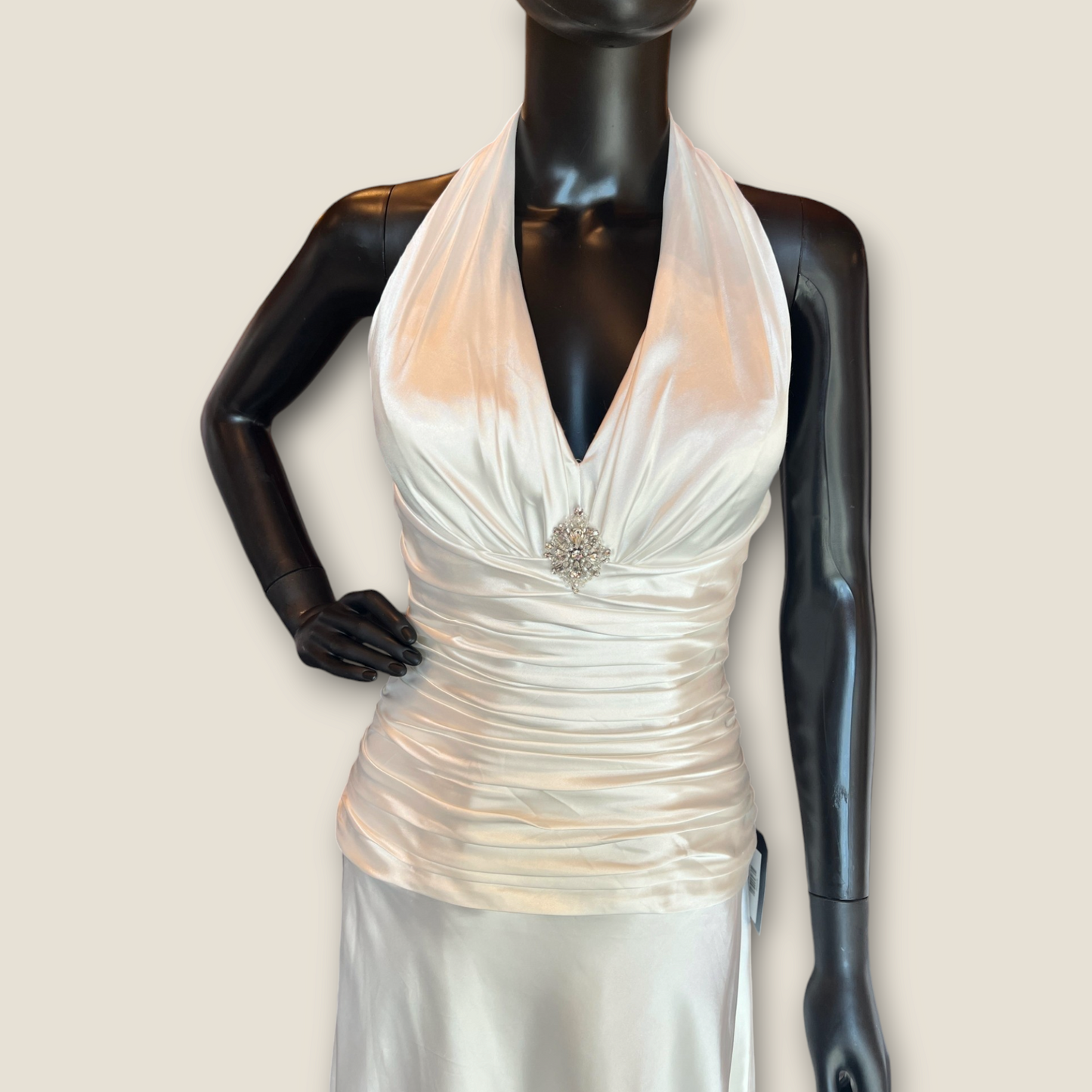 Venus Ivory Charmeuse Halter Wedding Gown