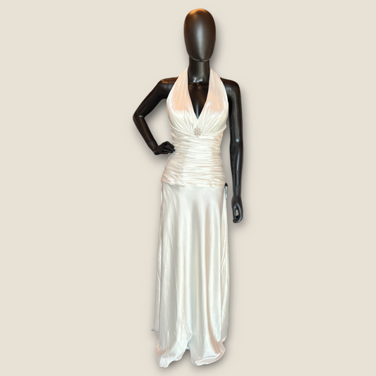 Venus Ivory Charmeuse Halter Wedding Gown