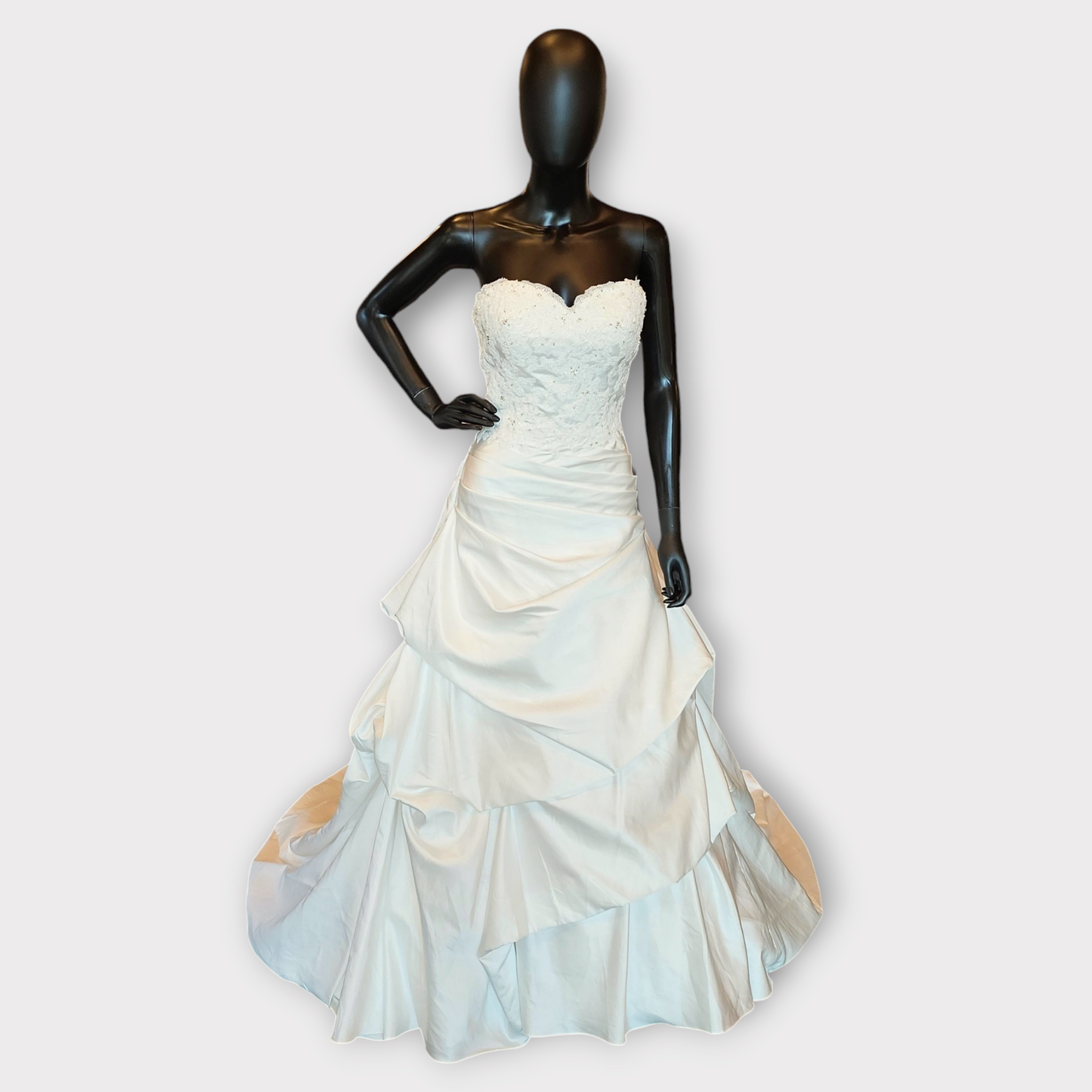 Venus Symphony Ivory Satin Tuck Wedding Gown