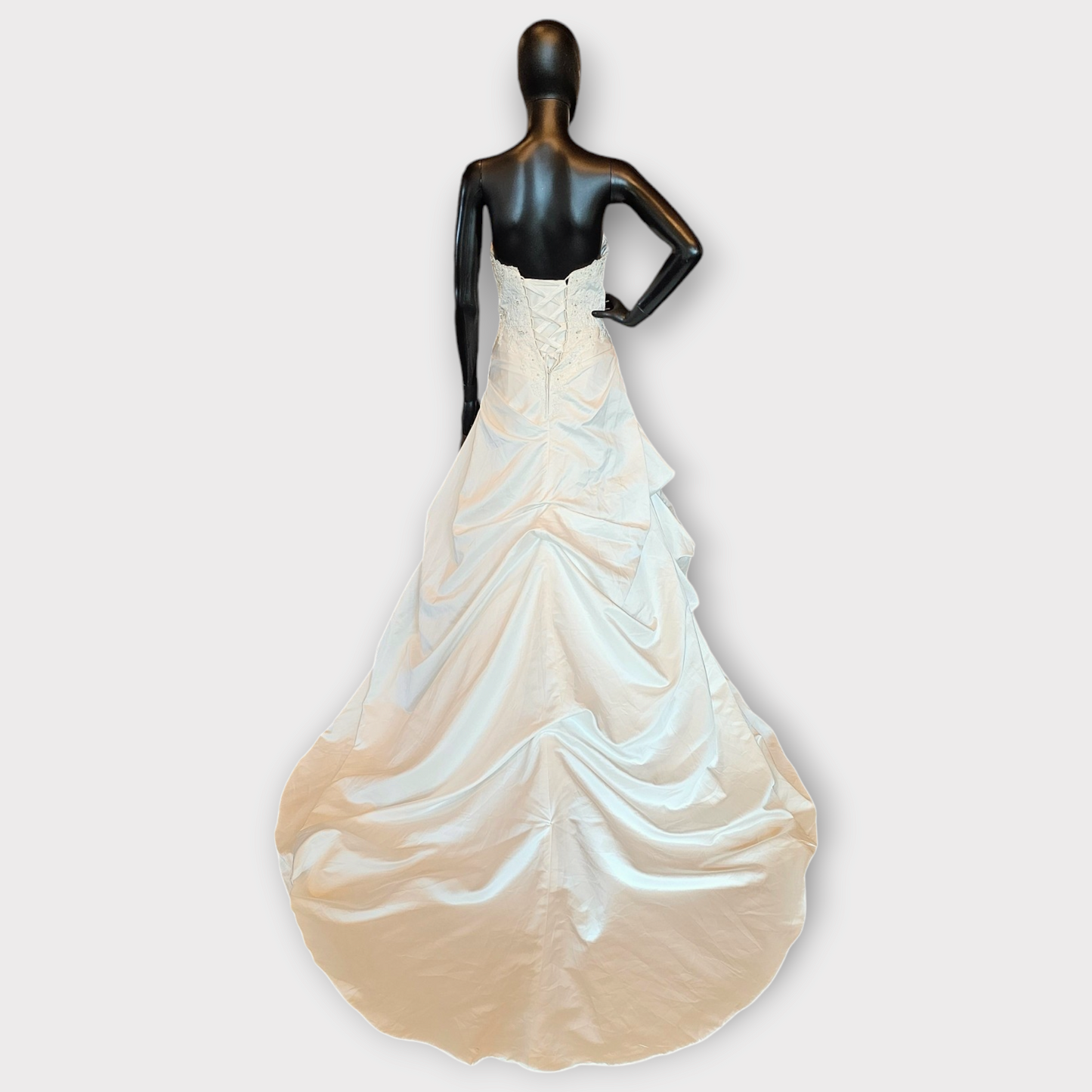 Venus Symphony Ivory Satin Tuck Wedding Gown