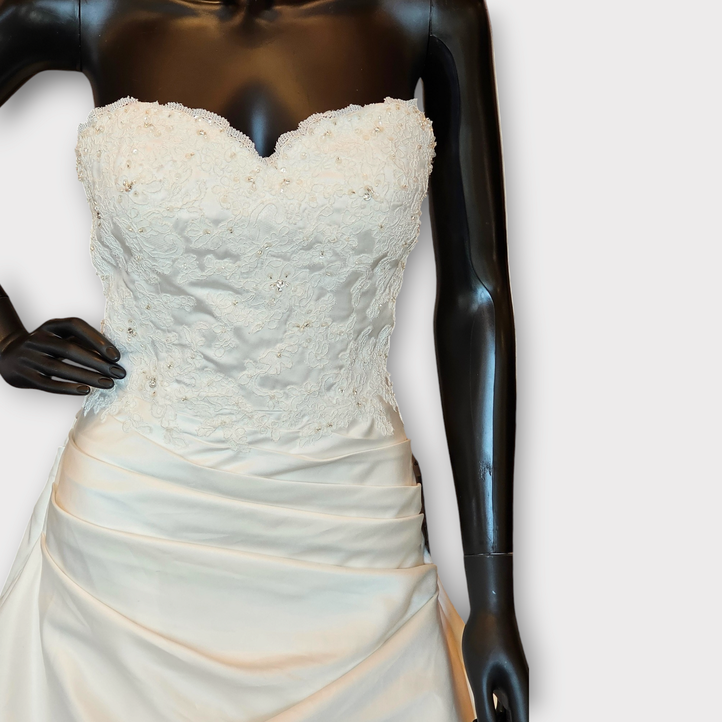 Venus Symphony Ivory Satin Tuck Wedding Gown