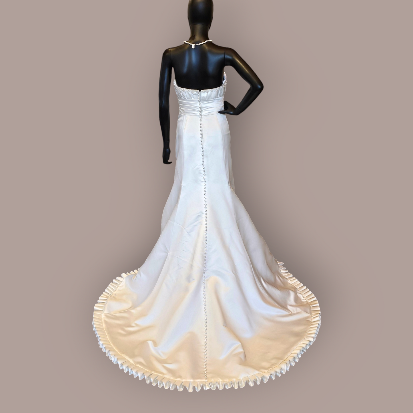 Jasmine Empire Satin with Pleated Edging Wedding Gown