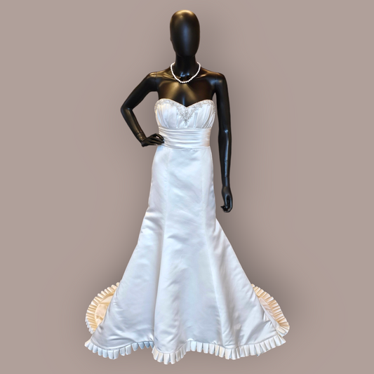 Jasmine Empire Satin with Pleated Edging Wedding Gown