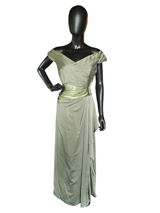 Jasmine Olive Shimmer Organza Side Ruched