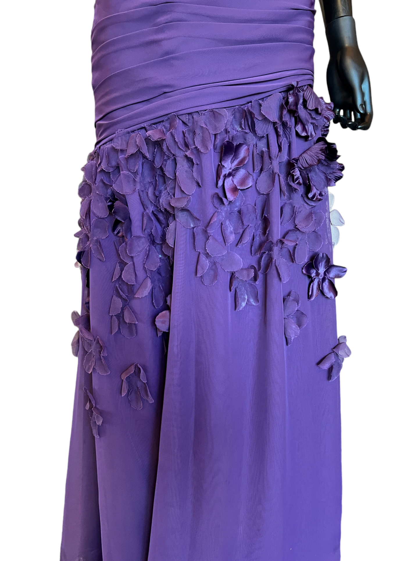 Saison Blanche Plum One Shoulder Chiffon Formal Gown