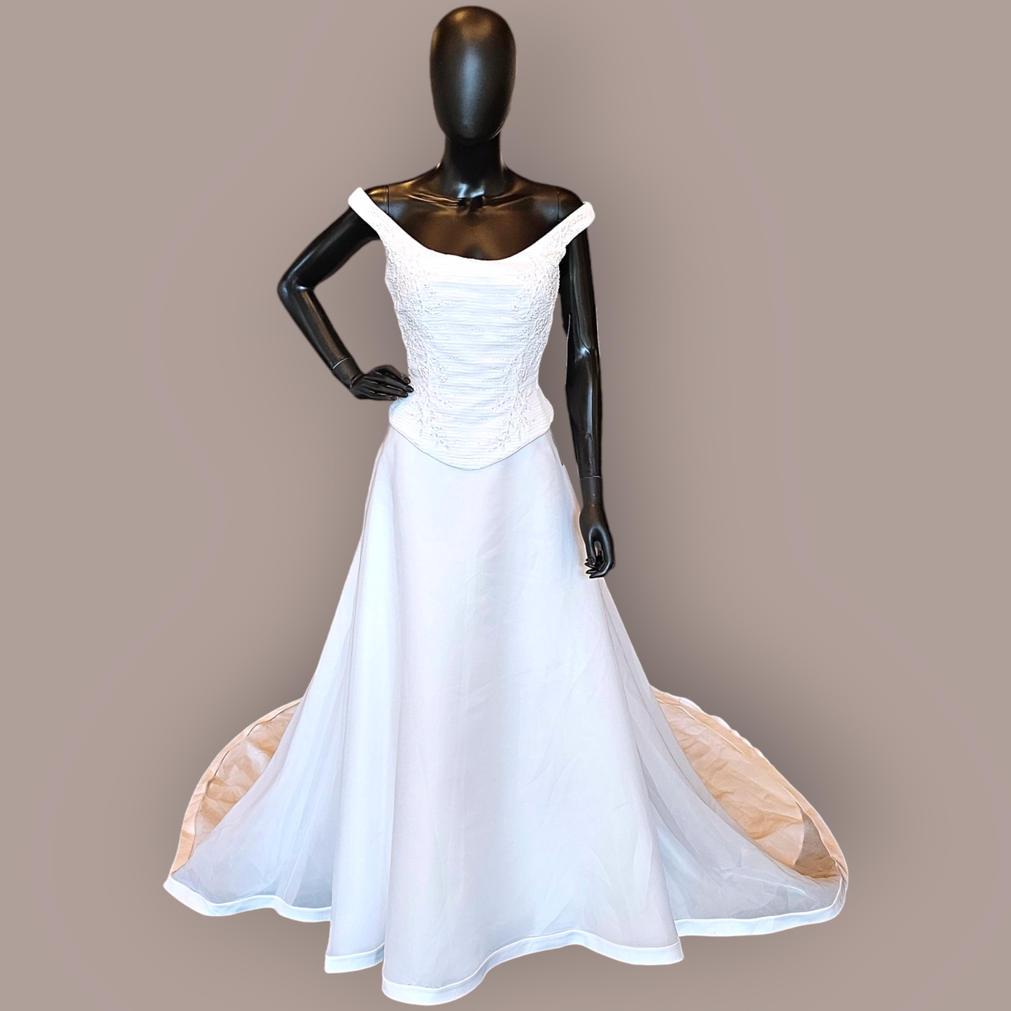 Bonny Scoop Neck Satin Wedding Gown