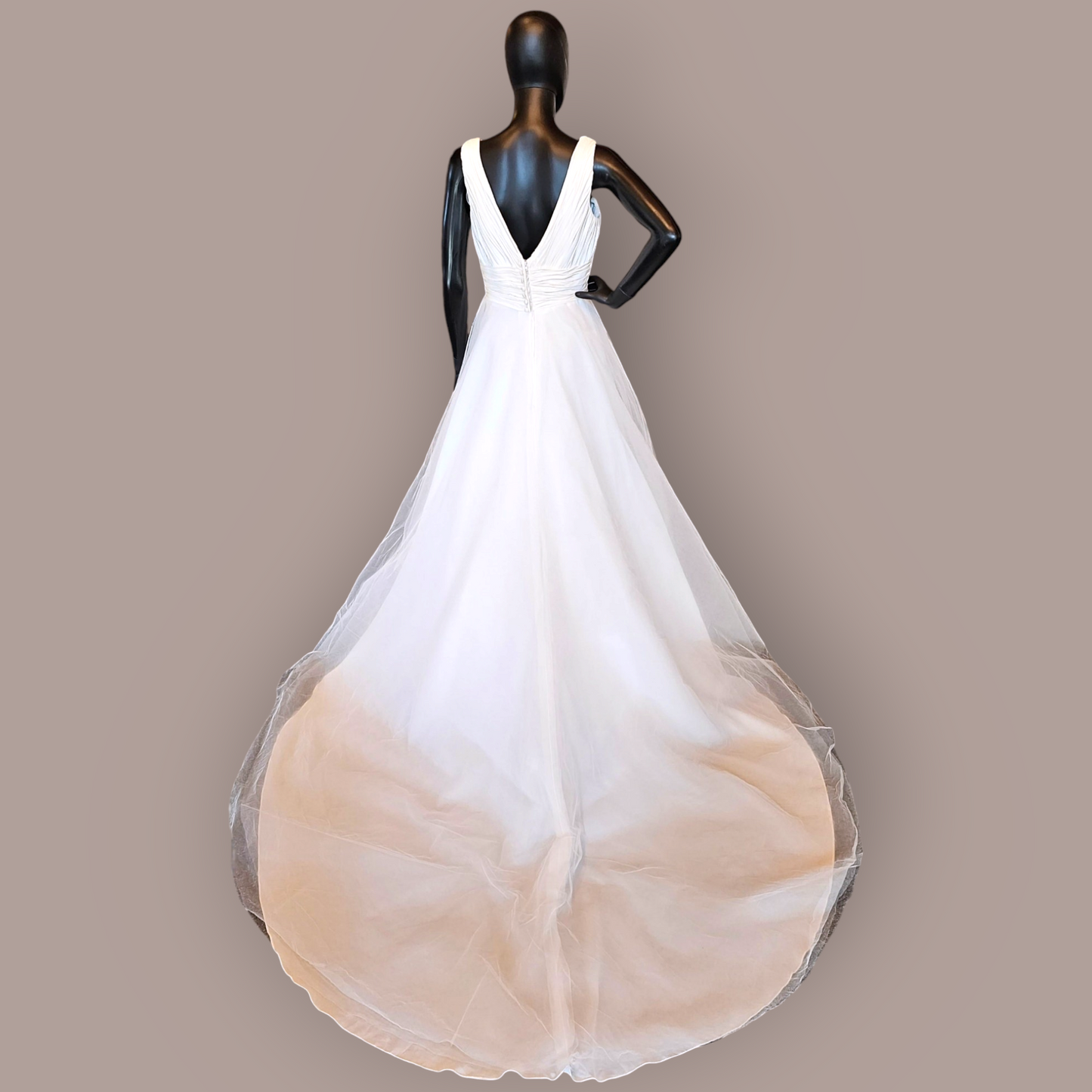 Alfred Sung V-Neck Taffeta/Tulle Wedding Gown