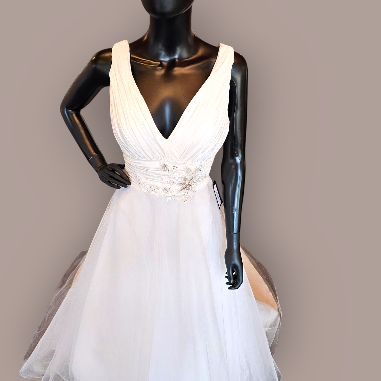 Alfred Sung V-Neck Taffeta/Tulle Wedding Gown