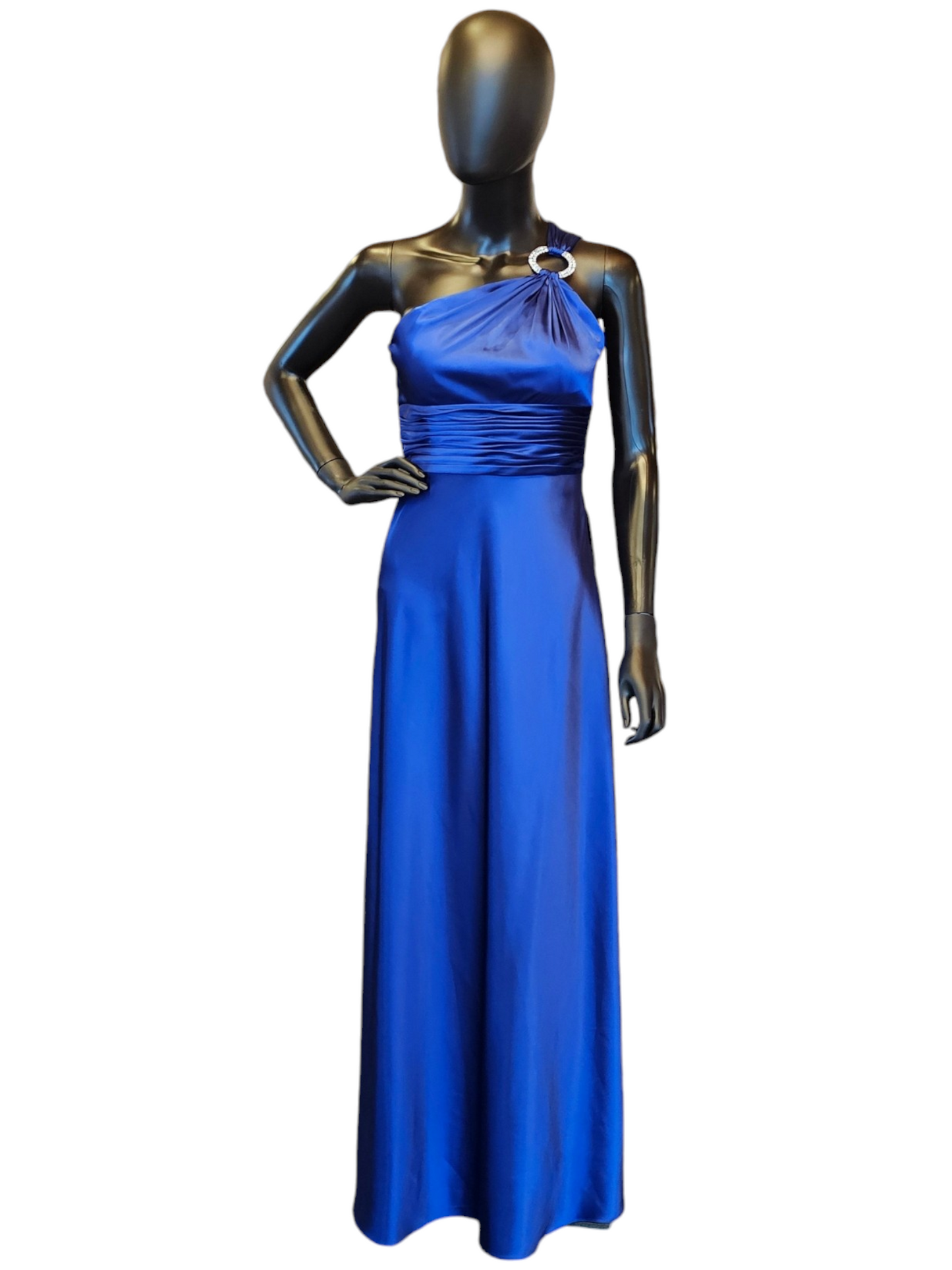 Adrianna Papell Royal Blue Charmeuse One Shoulder Formal Dress