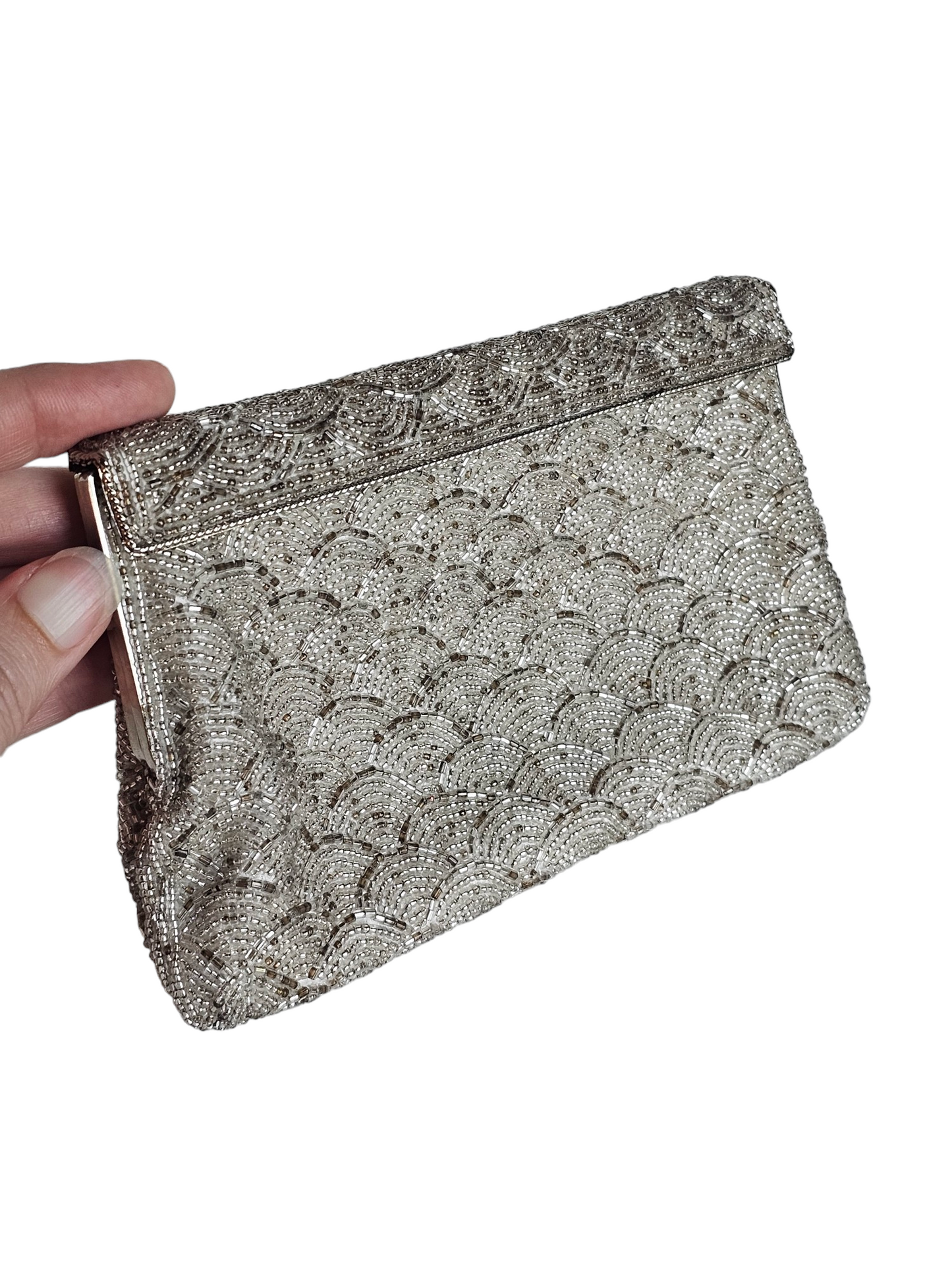 Silver Beaded Clutch