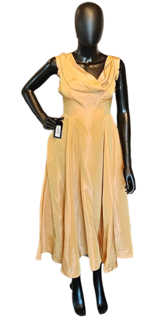 Vintage 50s Gold Iridescent Silk Cocktail Dress