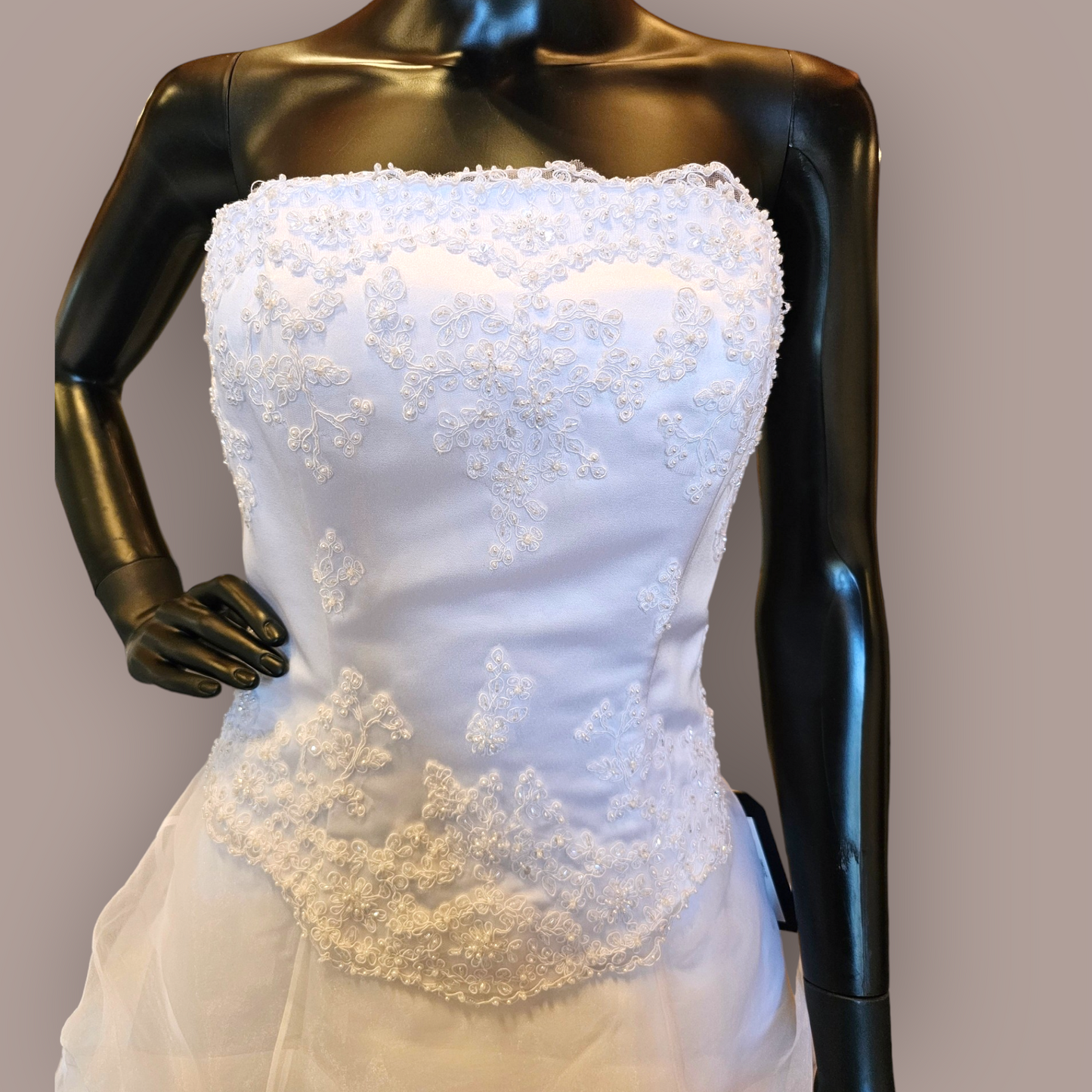 Alfred Sung Organza Beaded Wedding Gown