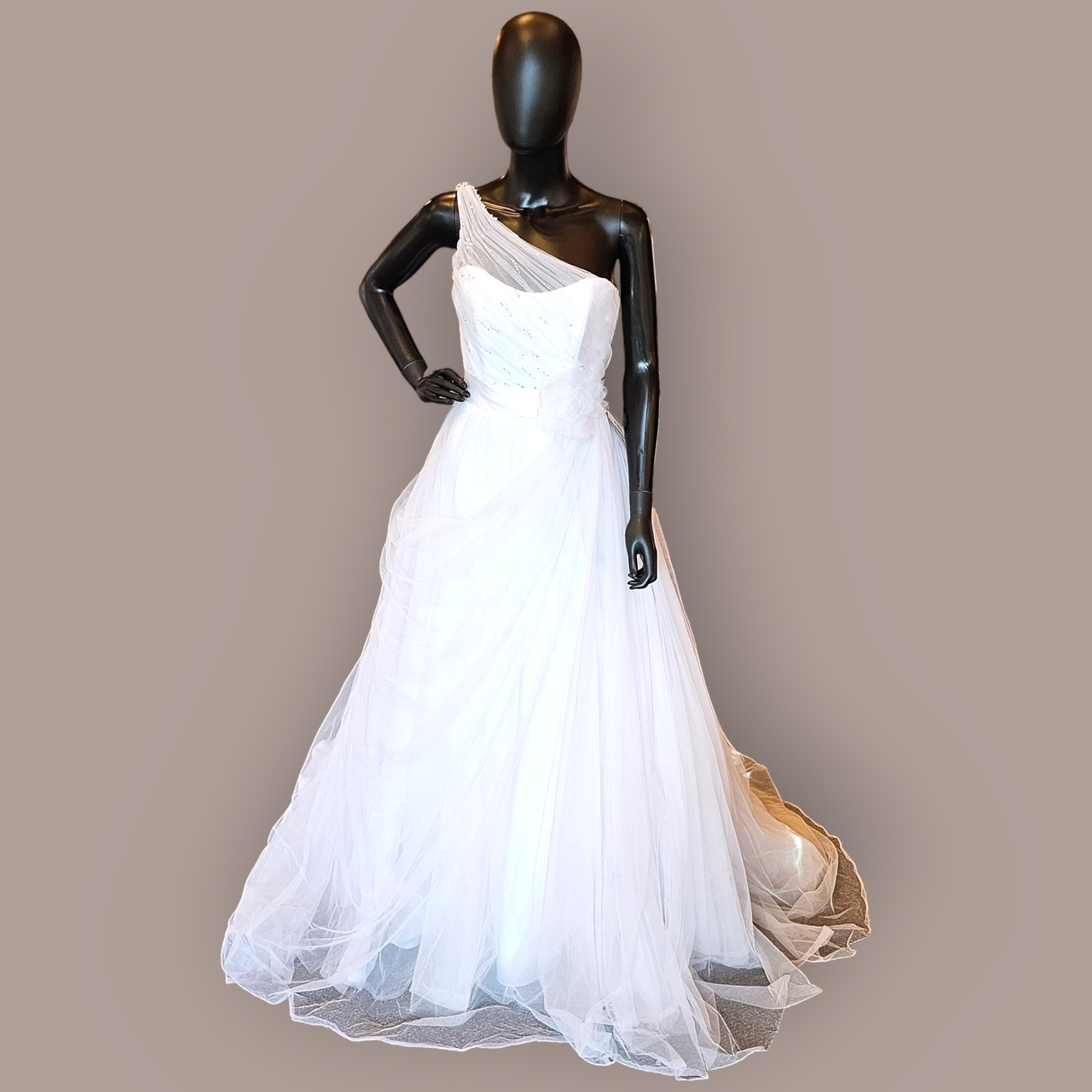 Alfred Angelo One Shoulder Tulle Wedding Gown