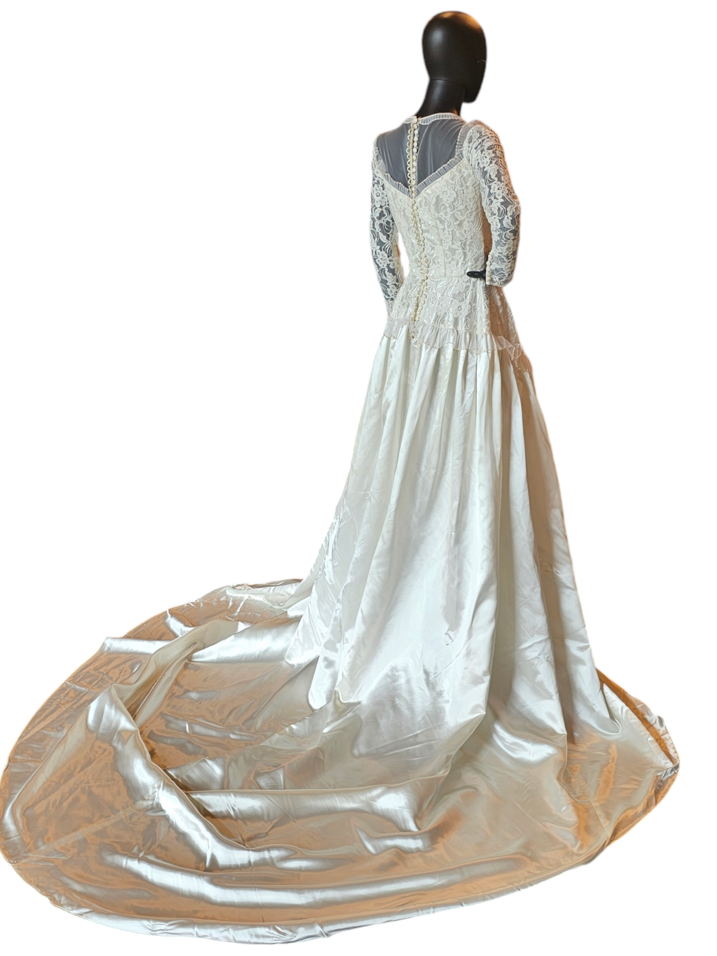 Vintage 1953 Liquid Satin/Lace Ivory Wedding Gown