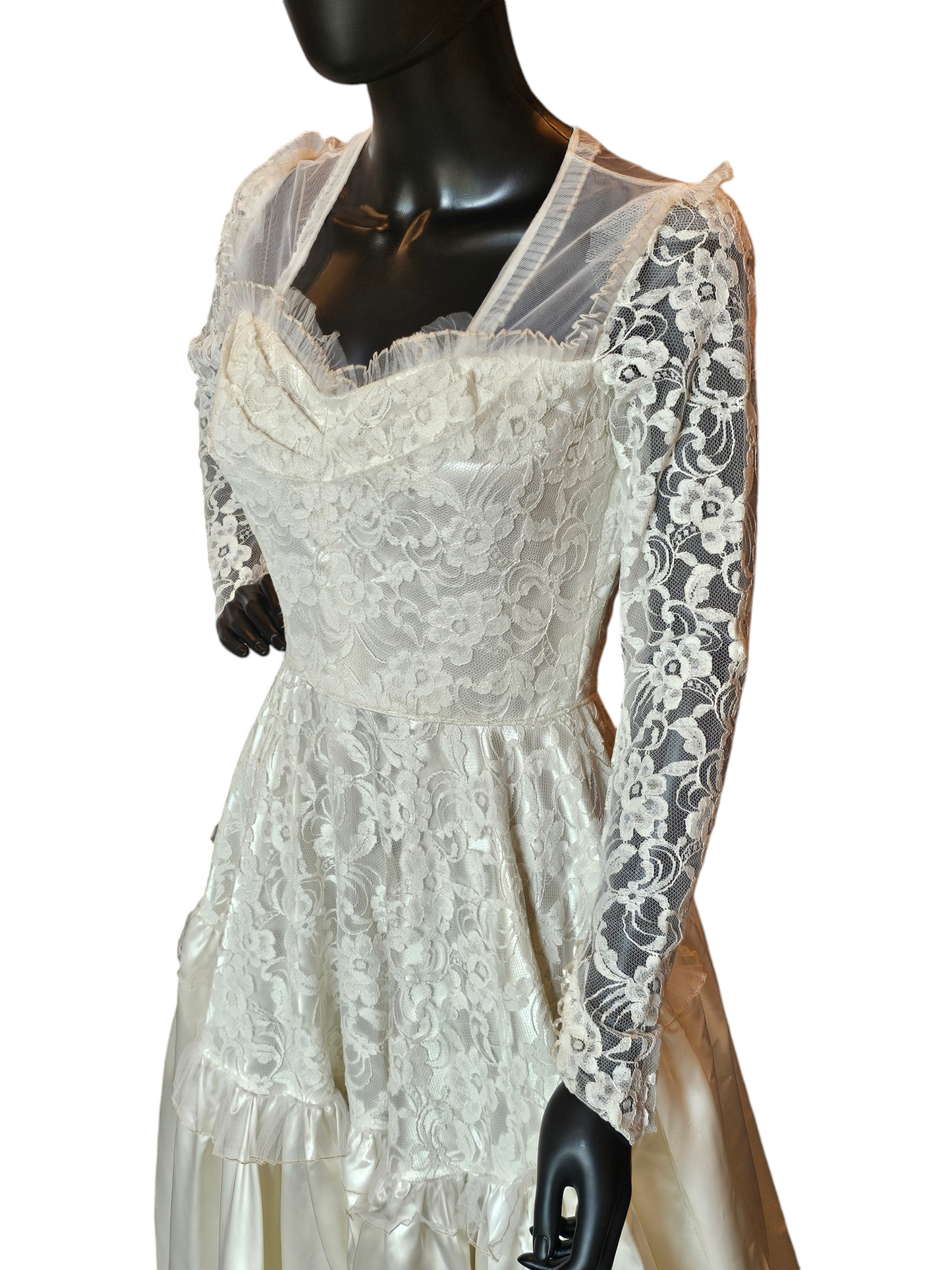 Vintage 1953 Liquid Satin/Lace Ivory Wedding Gown