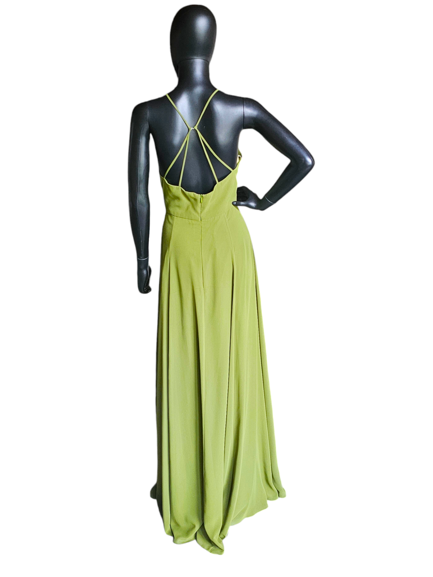 Apple Green Halter Chiffon Formal Gown - Jenny Yoo