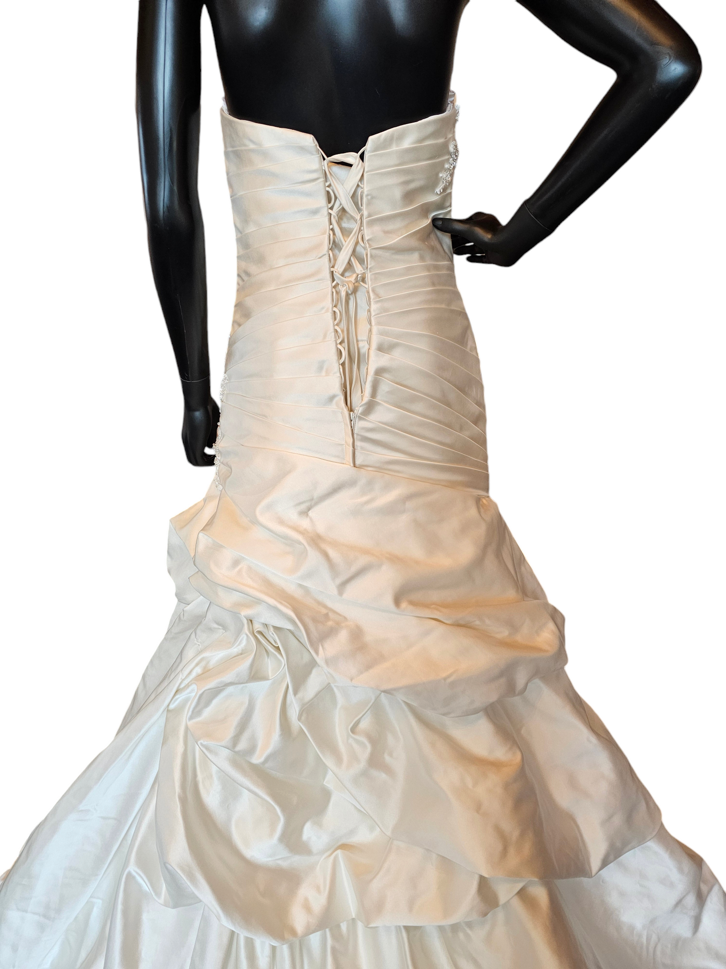 Champagne Satin Strapless Kenneth Winston Wedding Gown