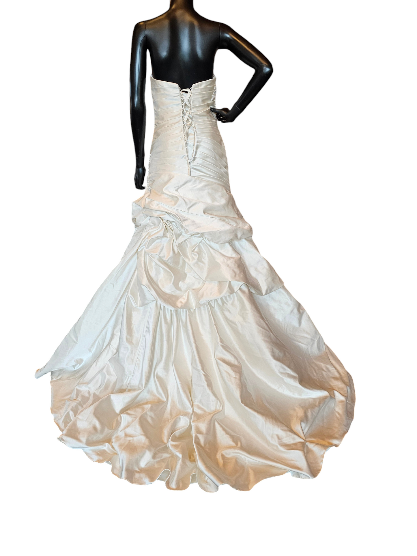 Champagne Satin Strapless Kenneth Winston Wedding Gown