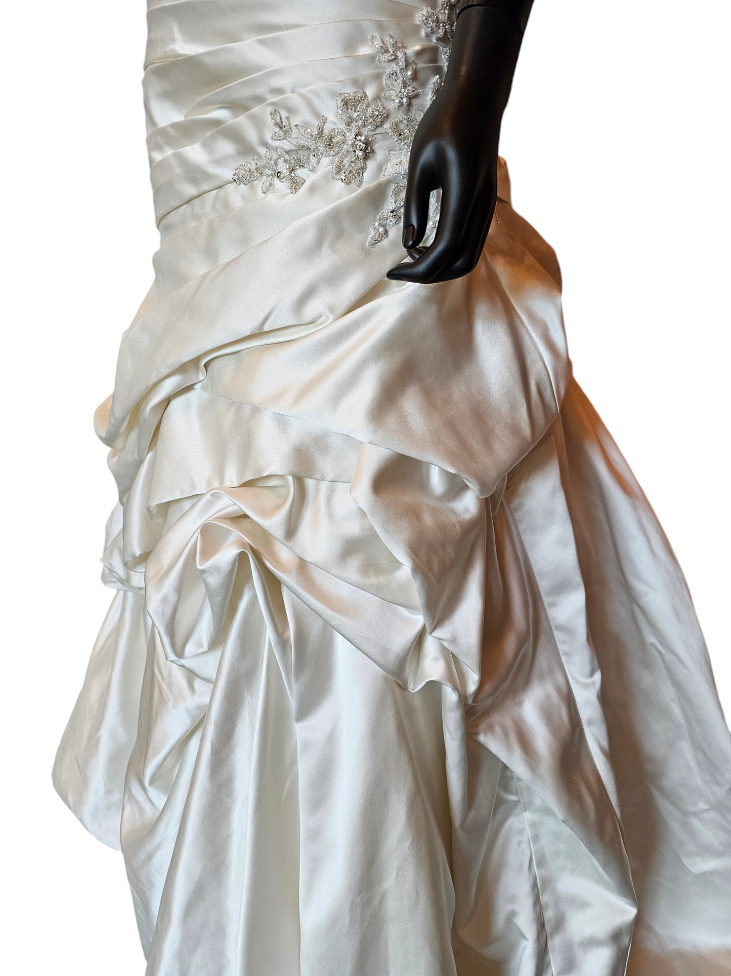 Champagne Satin Strapless Kenneth Winston Wedding Gown