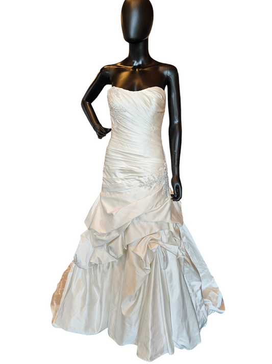 Champagne Satin Strapless Kenneth Winston Wedding Gown