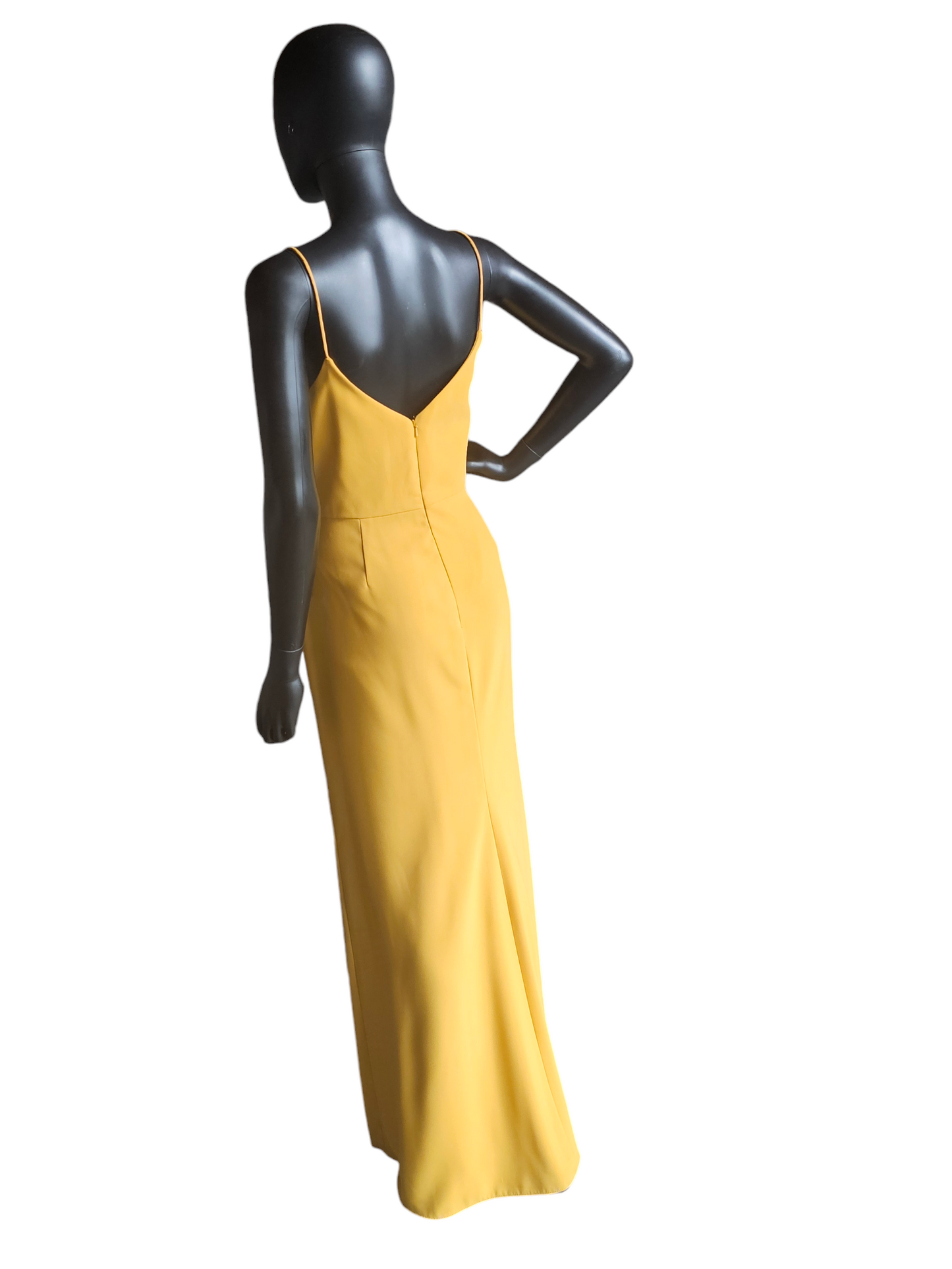 After Six Crepe Mustard/Yellow Scoopneck Bridesmaid Dress