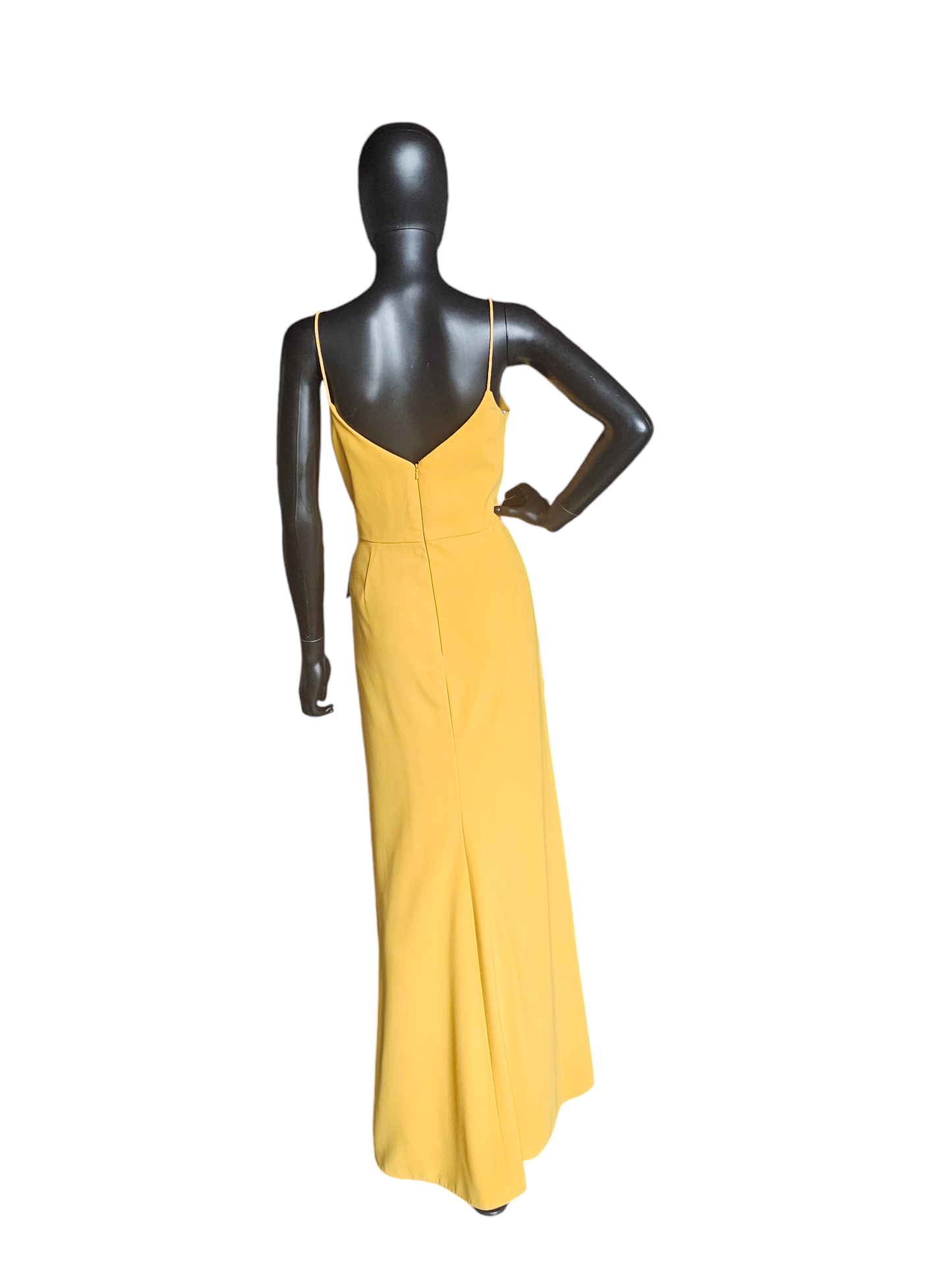 After Six Crepe Mustard/Yellow Scoopneck Bridesmaid Dress